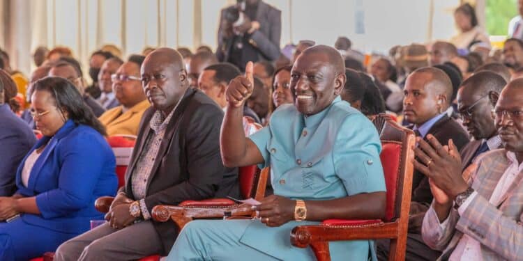 President William Ruto During Hustler Fund First Anniversary Celebrations. Photo/Pcs.