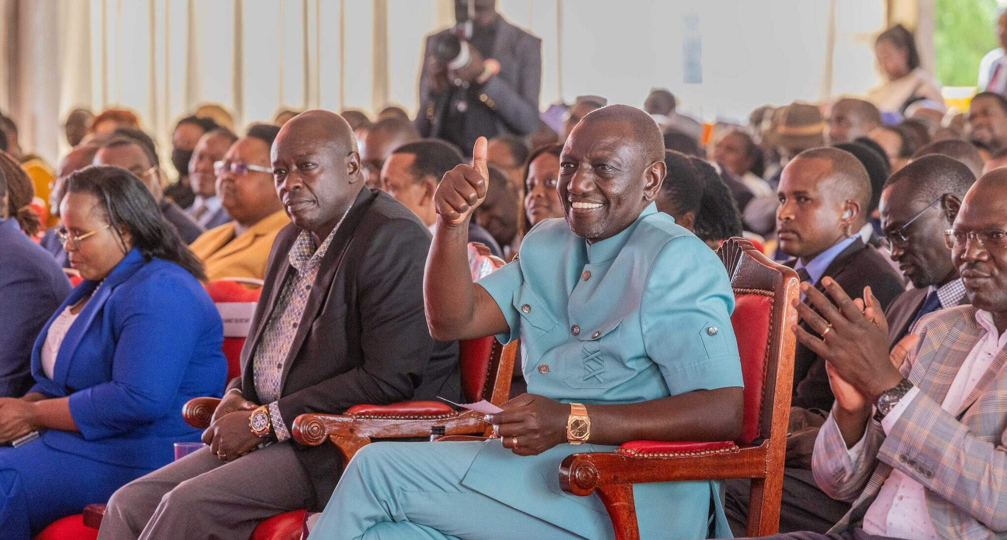 President William Ruto During Hustler Fund First Anniversary Celebrations. Photo/Pcs.