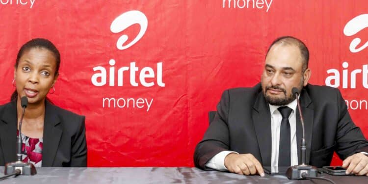 Airtel Customers To Be Refunded Withdrawal Transaction Fees Left: Airtel Money Managing Director, Ms. Anne Kinuthia Otieno Accompanied By Airtel Kenya Managing Director Mr. Ashish Malhotra During The Launch Of The New ‘Rudishiwa Transaction Fee Campaign’ In Nairobi On Tuesday.