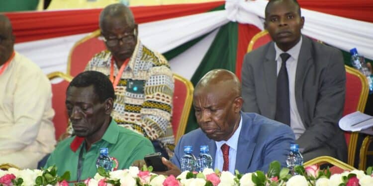 Education Cs Ezekiel Machogu With Knut Secretary General Collins Oyuu During The 63Rd Knut Annual Delegates Conference On December 5, 2023.