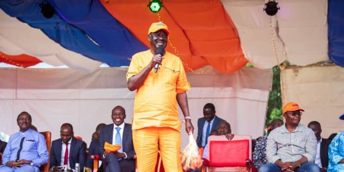 Odm Leader Raila Odinga Speaks During A Past Political Function.