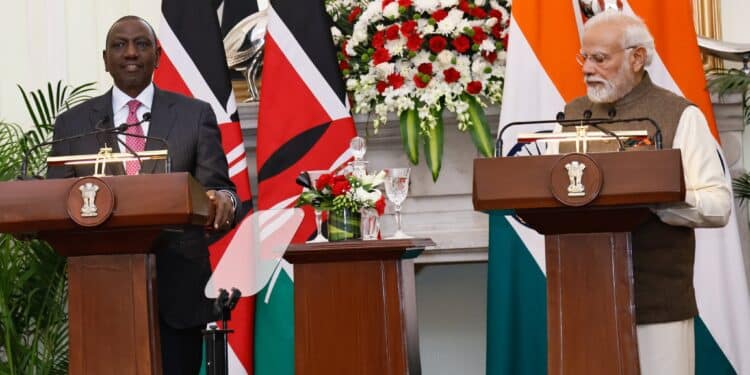 President William Ruto With India Prime Minister Narendra Modi.