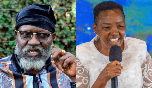 A Collage Of First Lady Mama Rachel Ruto And Roots Party Leader Prof. George Wajackoyah (Left).