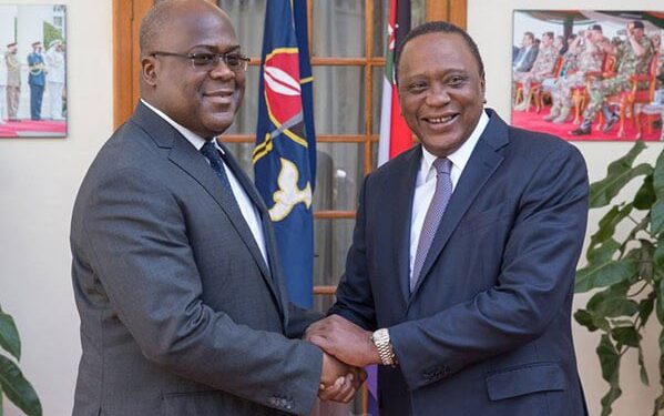 Former Kenyan President Uhuru Kenyatta (Right) And Drc President Felix