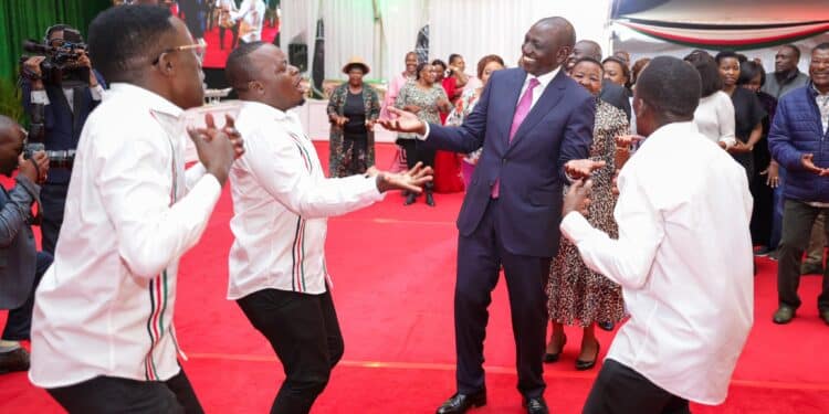 President William Ruto Enjoying Light Moments During New Year Celebrations Held At State House Nakuru. 