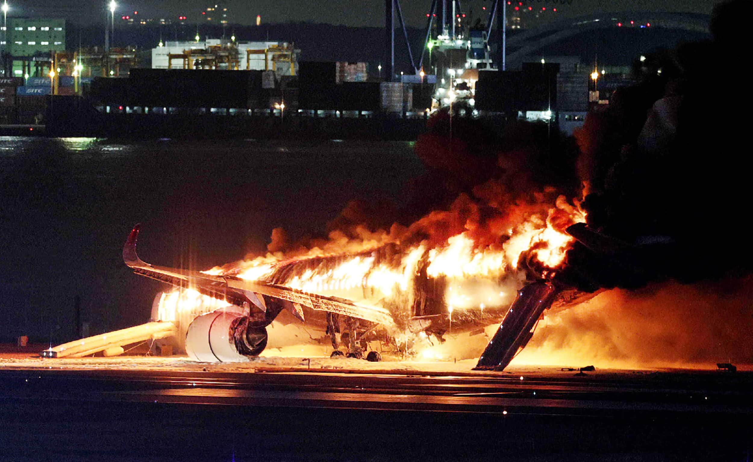 A Japan Airlines Plane On Fire On A Runway Of Tokyo'S Haneda Airport On January 2, 2024. Photo/Courtesy.