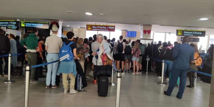 A Photo Of Travelers Arriving At The Jkia Airport.