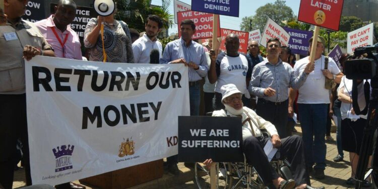 Govt Gives Update On Bank That Collapsed With Kenyans' Billions Imperial Bank Of Kenya Depositers In A Past Demonstration Demanding For Heir Deposits.