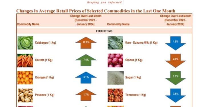 9 Items Whose Prices Decreased In January 2024 Knbs Changes In Item Prices For The Last One Month.