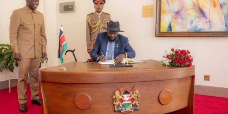 President William Ruto With South Sudan President Salva Kiir At State House Nairobi.