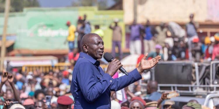 President William Ruto At A Previous Rally. Photo/Pcs.