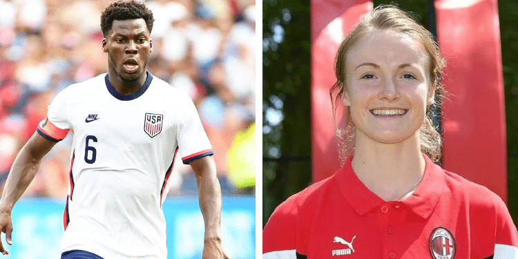 Kenyan Students Earn Rare Mentorship Opportunity With Ac Milan Stars A Collage Of Ac Milan Midfielders, Yunus Musah And Christy Grimshaw.