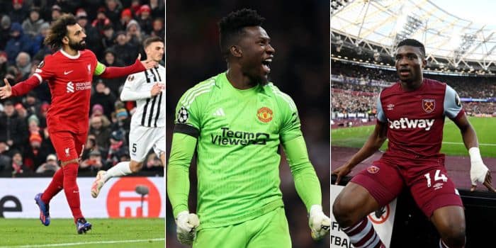 From The Left, Mohammed Salah, Mid Centre Andre Onana And Mohammed Kudus. 
