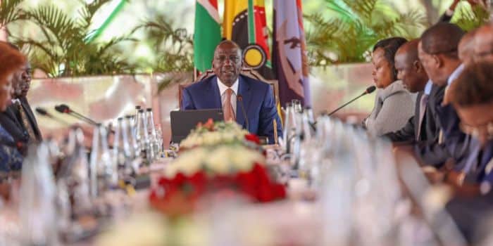 President William Ruto 9Ceter) Chairs A Cabinet Meeting On January 15, 2023. 