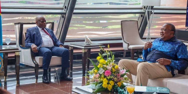 Former President Uhuru Kenyatta (Right) After His Arrival At The N'Djili International Airport On January 19, 2024. 