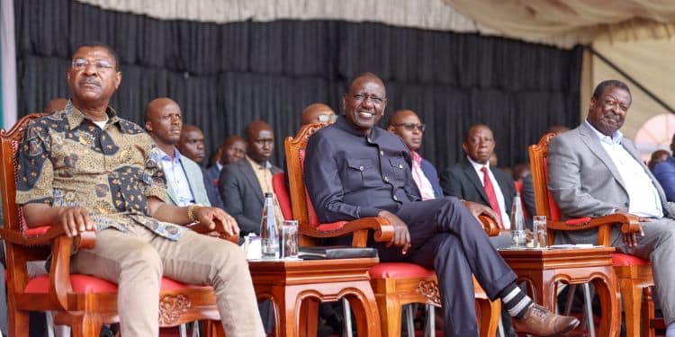 National Assembly Speaker Moses Wetangula 9Left0 And President William Ruto Follow A Church Service On January 21, 2024 In Busia County. 
