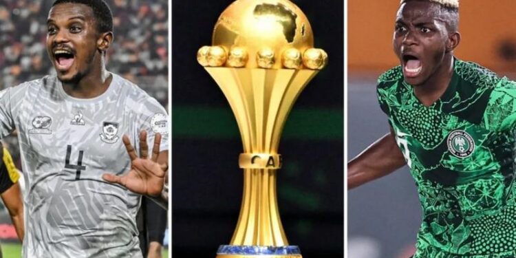 A Cclogae Photo Of Mokoena Of South Africa, Afcon Cup And Victor Osimhen Of Nigeria.