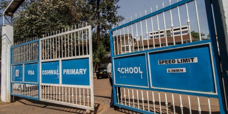 Dilemma For 2,500 Learners As Visa Oshwal Primary School Faces Eviction Ground Entrance Of Visa Oshwal Primary School.