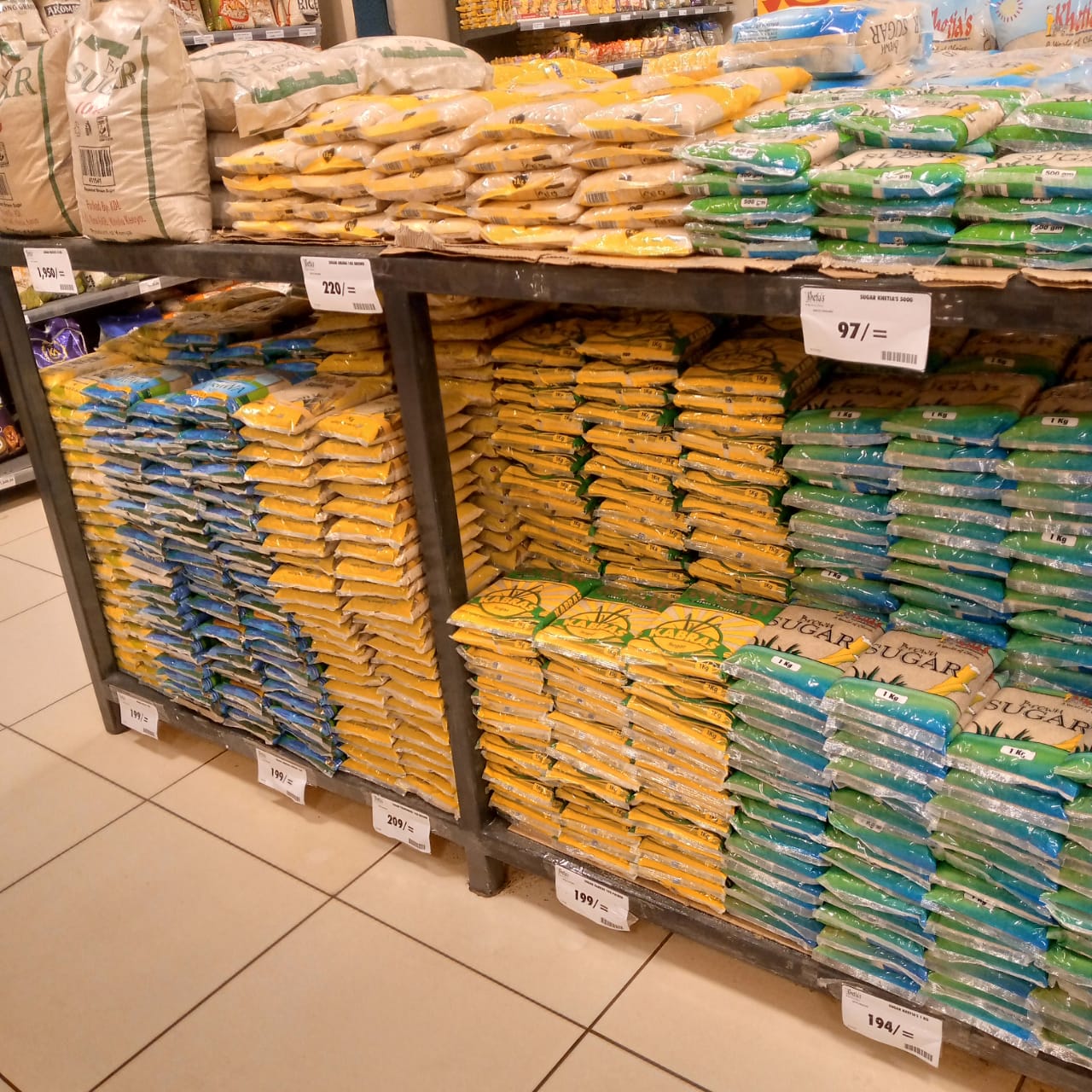 Display Of Sugar Prizes In A Supermarket.