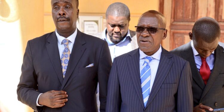 Khalwale Slaps Businessman With Ksh200M Demand And 48-Hour Ultimatum Kakamega Senator Boni Khalwale With His Advocate Danstan Omari Outside Milimani Law Courts. Photo/Khalwale X.