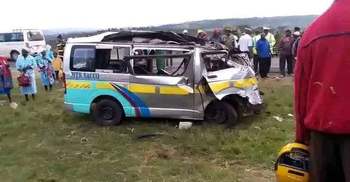 The Wreckage Of An Mtn Sacco Matatu Involved In An Accident Along The Nyeri-Nyahururu Road On February 3.