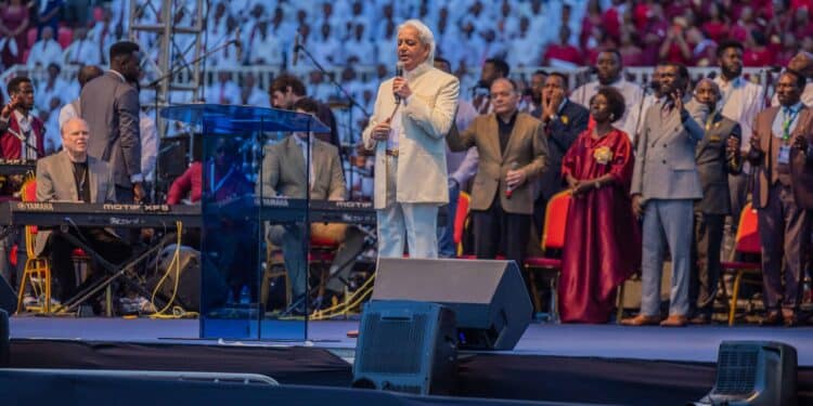 Pastor Benny Hinn During His Crusade At The Nayo Stadium. 