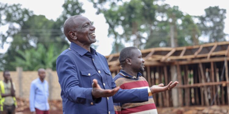 President William Ruto Inspecting Affordable Housing Project In Kakamega. Photo/Pcs.