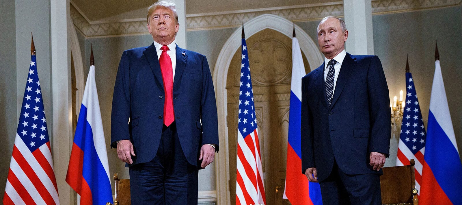 Us President Donald Trump Shakes Hands With Russian President Vladimir Putin At The End Of Their Summit In Helsinki, Finland, On Monday, July 16. Photo/Yuri Kadobnov.