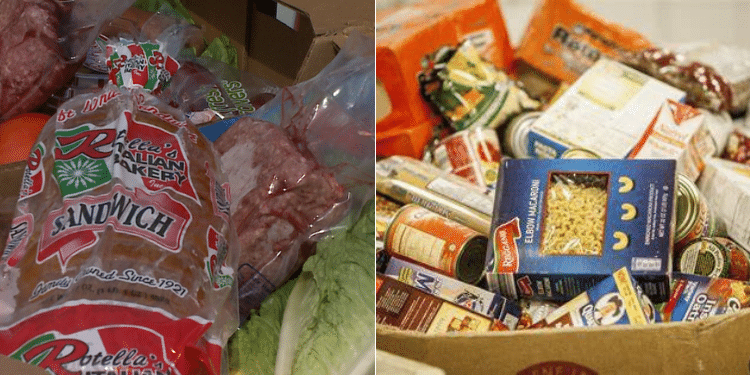 Meaningful Ways To Spread Valentines Love A Collage Photo Of Food Donated During A Food Drive.