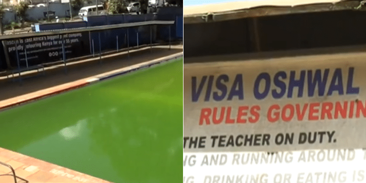 A Collage Photo Of Visa Oshwal Primary School Swimming Pool And The School'S Signpost. Photo/ Courtesy.