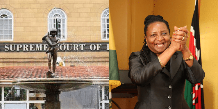 A Collage Of Supreme Court Bulding Image And Retired Jsc Chief Registrar, Ann Amadi.