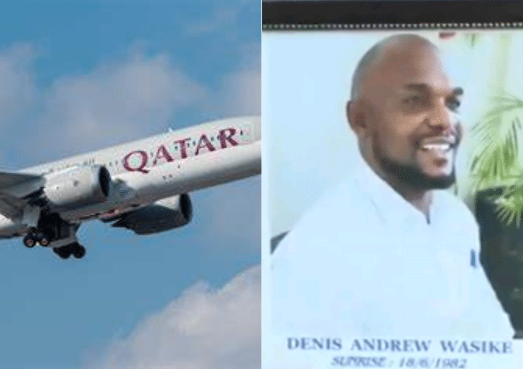 A Photo Of The Late Andrew Wasike And A Qatar Airline. Photo/Courtesy.