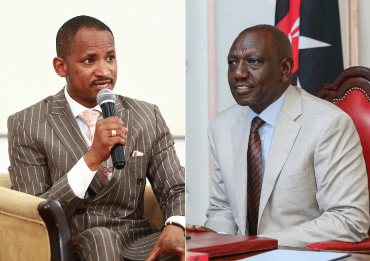 A Photo Collage Of President William Ruto And Embakasi East Mp Babu Owino. Photo/ Courtesy.