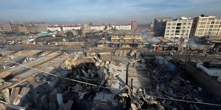 A Photo Showing The Remains Of Buildings And Other Property Razed Down In The Embakasi Fire Incident.