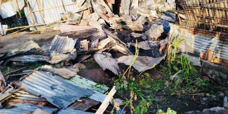 The Remains Of Buildings Razed Down By A Night Fire In Soweto, Embakasi East.