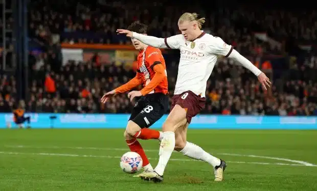 Manchester City’s Erling Haaland Breaks 54-Year Record In Fa Cup Erling Haaland Hungry For The Ball During Fa Clash Against Luton Town. Photo/ Courtesy