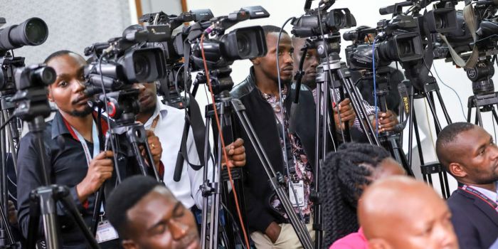 Journalist At A Press Conference. 
