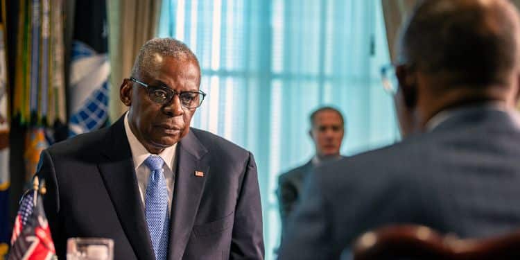 Us Defense Secretary Lloyd Austin (Left) And Kenya'S Defense Cs Hold Talks On Defense Cooperation On February 9, 2024 At The Pentagon In Washington Dc. Photo/Us Defense Dpt 