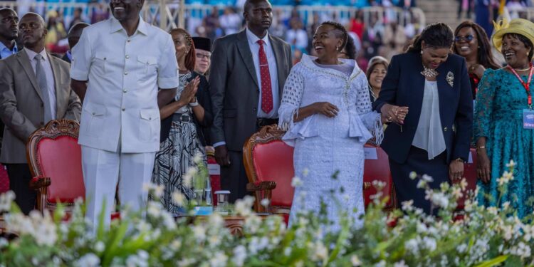 President William Ruto (Left) And First Lady Rachel Ruto Follow The Proceedings At The Benny Hinn Crusade At The Nyayo Stadium On February 25, 2024.