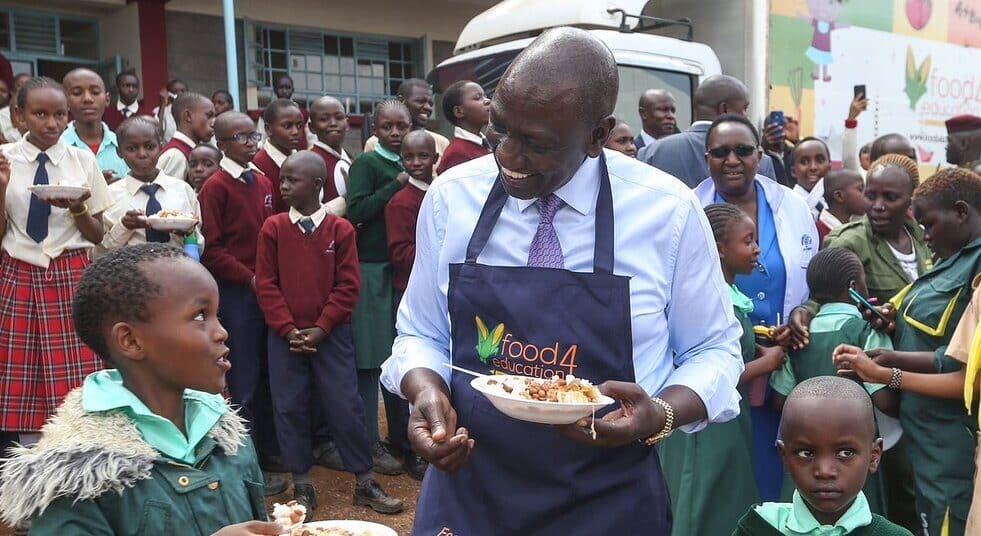 President Ruto Sharing A Meal With Pupils At A Primary School.