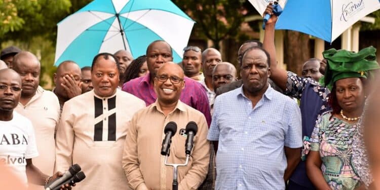Safina Party Leader Jimi Wanjigi With Former Kakamega Governor Wycliffe Oparanya In Butere, Kakamega County On Saturday, March 9, 2024. Photo/ Wanjigi X.