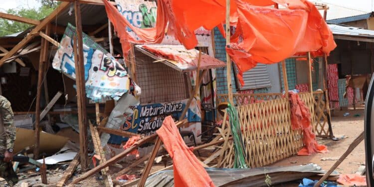 Fish Point Hotel In Mandera Town After Explosion By Alshabab. Photo/Courtesy.