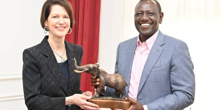 President William Ruto With Met Diageo Ceo Debra Crew At State House Nairobi. Photo/Pcs.