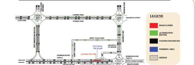 An Illustration Of The Closed Section Of The Road. Photo/Kenha.