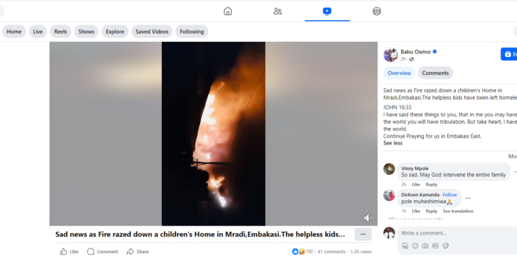 Fire Razes Down Children’s Home In Mradi,Embakasi