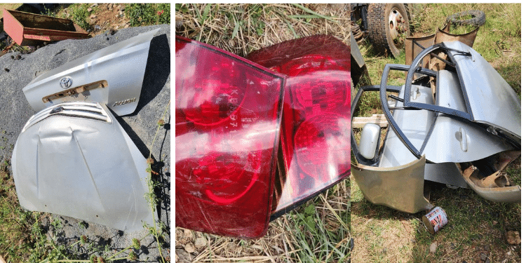 A Photo Collage Of The Car Parts Recovered At The Yard In Utawala, Nairobi. Photo/Dci.