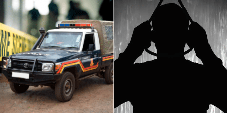 A Collage Of Police Car And A Sketch Of A Person Committing Suicide. Photo/ Courtesy