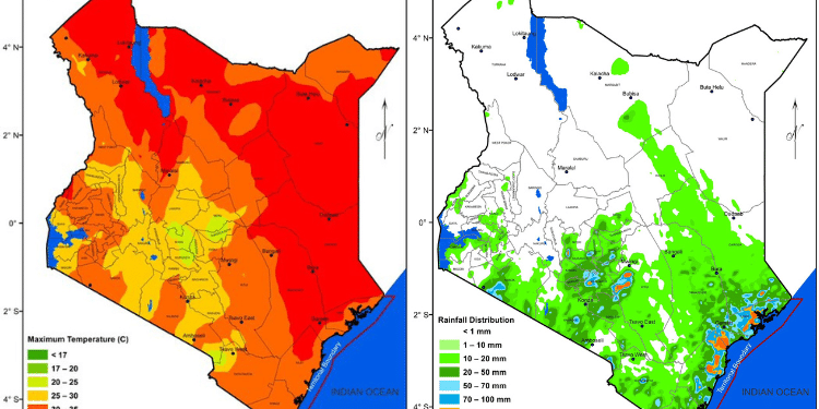 A Collage Of The Graphics From The Met Department Showing Weather Patterns Expected In Different Parts. Photo/Kenya Met.