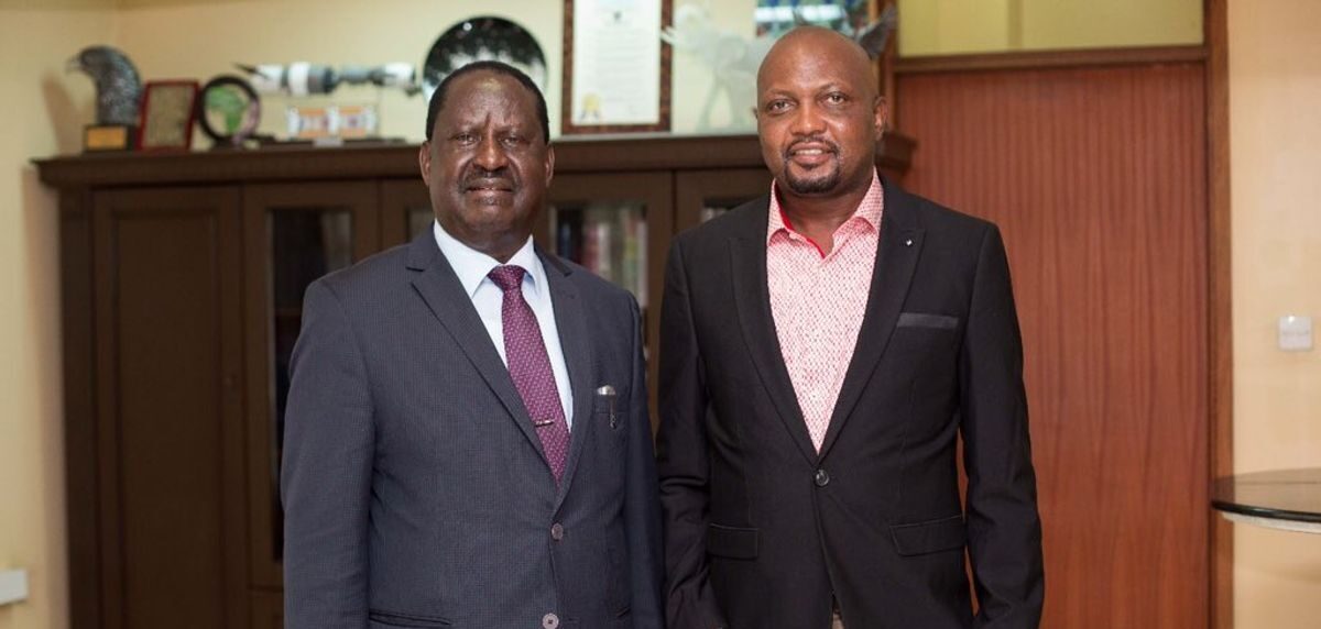 Azimio Leader Raila Odinga With Public Service Cs Moses Kuria. Photo/Courtesy.