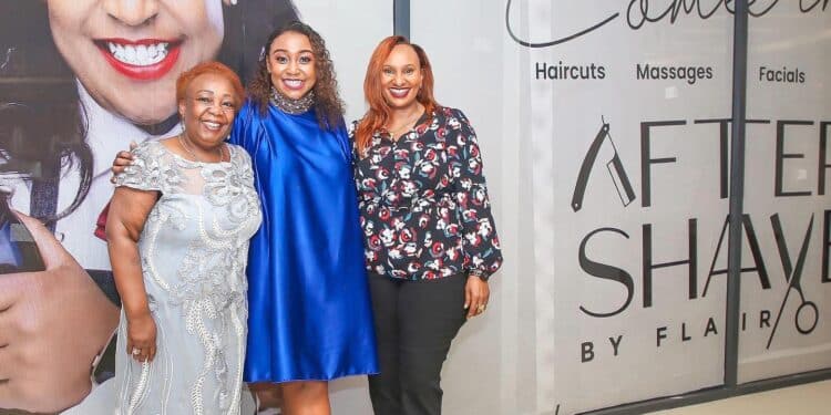 Betty Kyalo With Friends At The After Shave By Flair Shop In Meru County. Photo/Kyalo Fb.